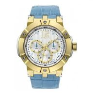 Vogue Elegance Gold Blue Leather Strap 16001.4