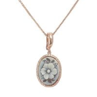 Κολιέ Cameo Italiano Με Ανάγλυφη Παράσταση Λουλούδι ΚΙ5405