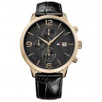 Tommy Hilfiger Liam Black Leather Strap 1710358