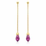 Σκουλαρίκια Κ18 Κρεμαστά με Αμέθυστο gEMELLi jewellery