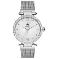Beverly Hills Polo Club Ladies Crystals Silver Stainless Steel Bracelet BH2110-01