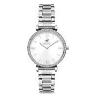 Beverly Hills Polo Club Ladies Crystals Silver Stainless Steel Bracelet BH9558-03