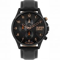 Superdry Dual Time Black Leather Strap SYG282BB