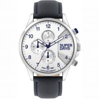 Superdry Dual Time Black Leather Strap SYG282UW