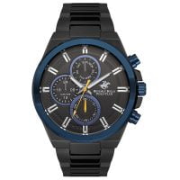 Beverly Hills Polo Club Gents Black Stainless Steel Bracelet BH2148