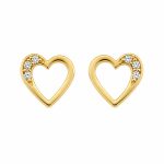 Σκουλαρίκια Κ14 Χρυσά Καρδούλες με Ζιργκόν gEMELLi Jewellery