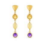 Σκουλαρίκια Κ14 με Αμέθυστο Citrin gEMELLi jewellery