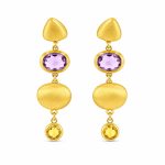 Σκουλαρίκια Κ14 με Αμέθυστο Citrin gEMELLi jewellery