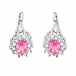 Σκουλαρίκια Ασημένια 925 με ροζ Πέτρα gEMELLi Jewellery