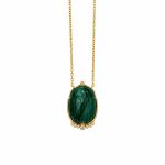 Κολιέ Σκαραβαίος Μαλαχίτης με μπριγιαν gEMELLI jewelery